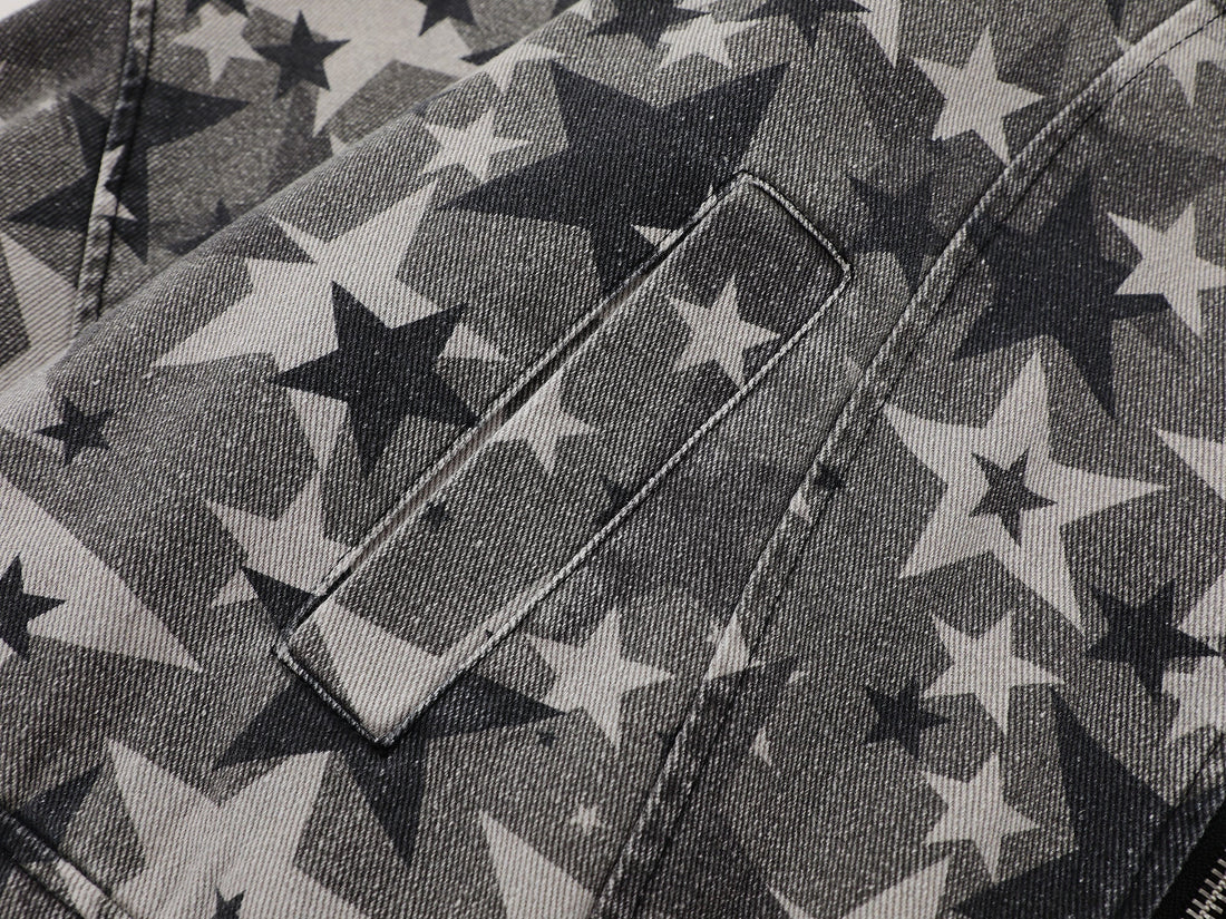 3-6-5.shop Star Pattern Denim Jacket