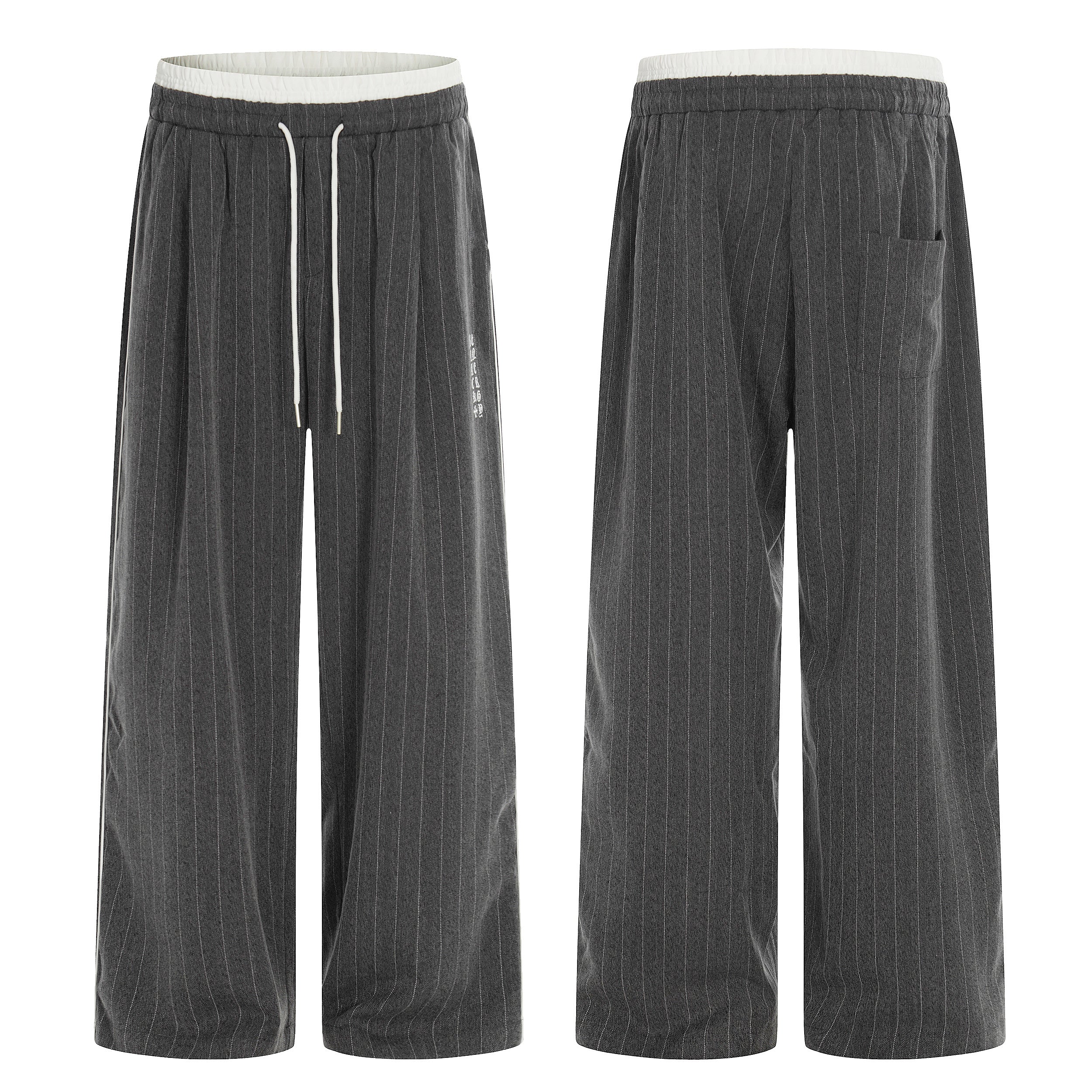 3-6-5.shop Pinstripe Wide-Leg Track Pants