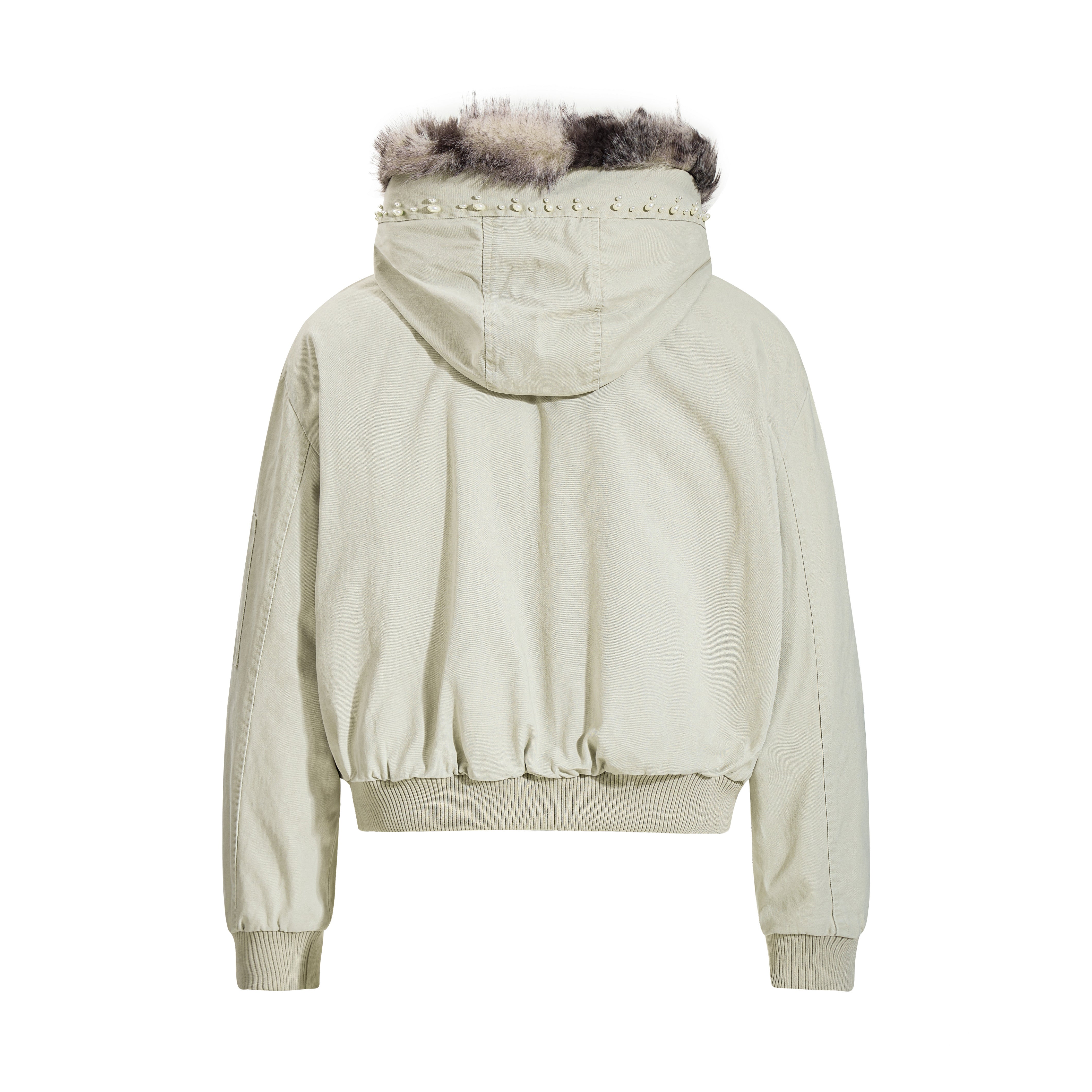 3-6-5.shop Studded Fur-Trim Hooded Jacket