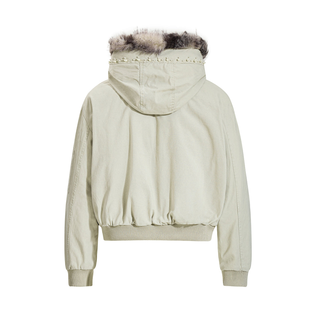 3-6-5.shop Studded Fur-Trim Hooded Jacket