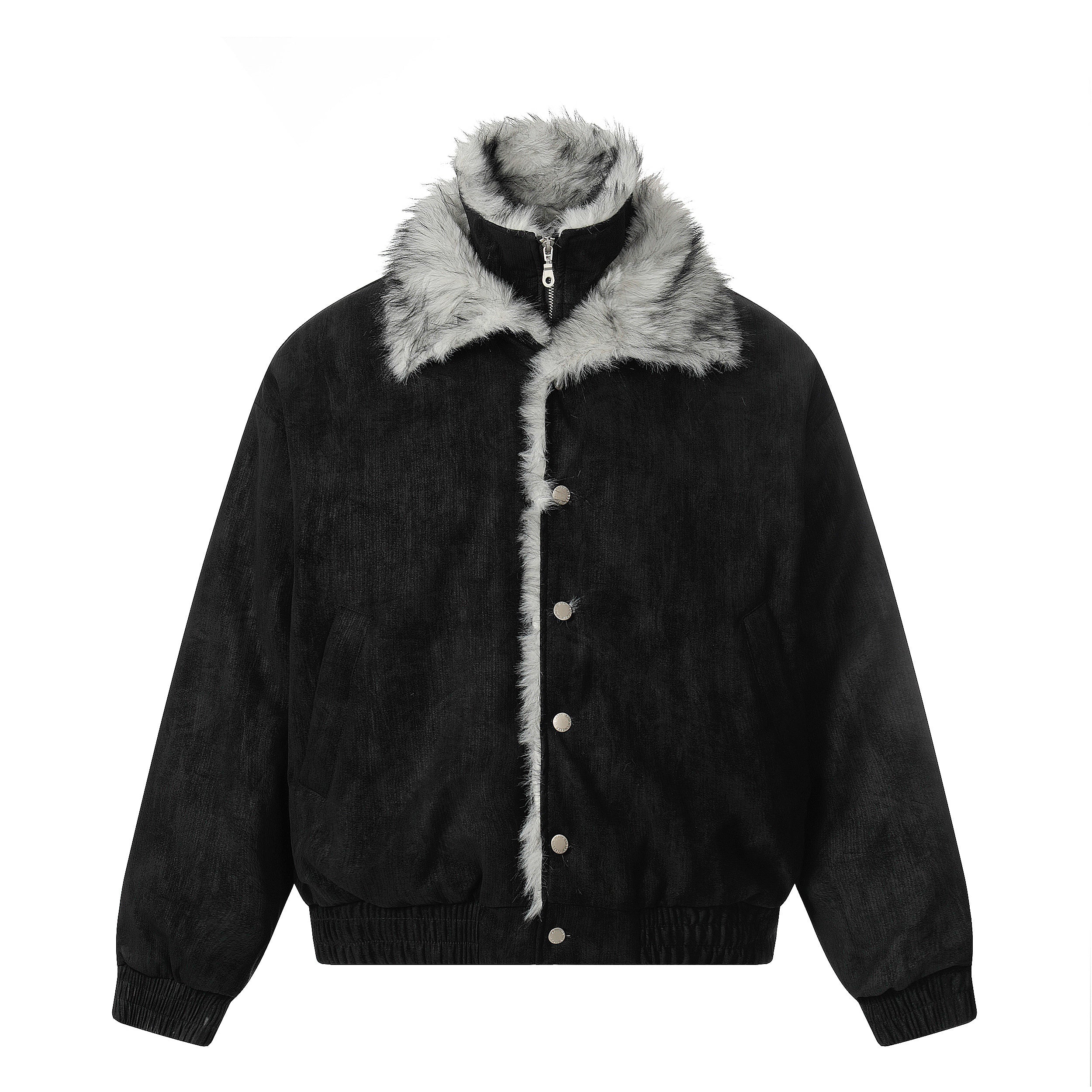 3-6-5.shop Faux Fur Trim High-Neck Bomber Jacket