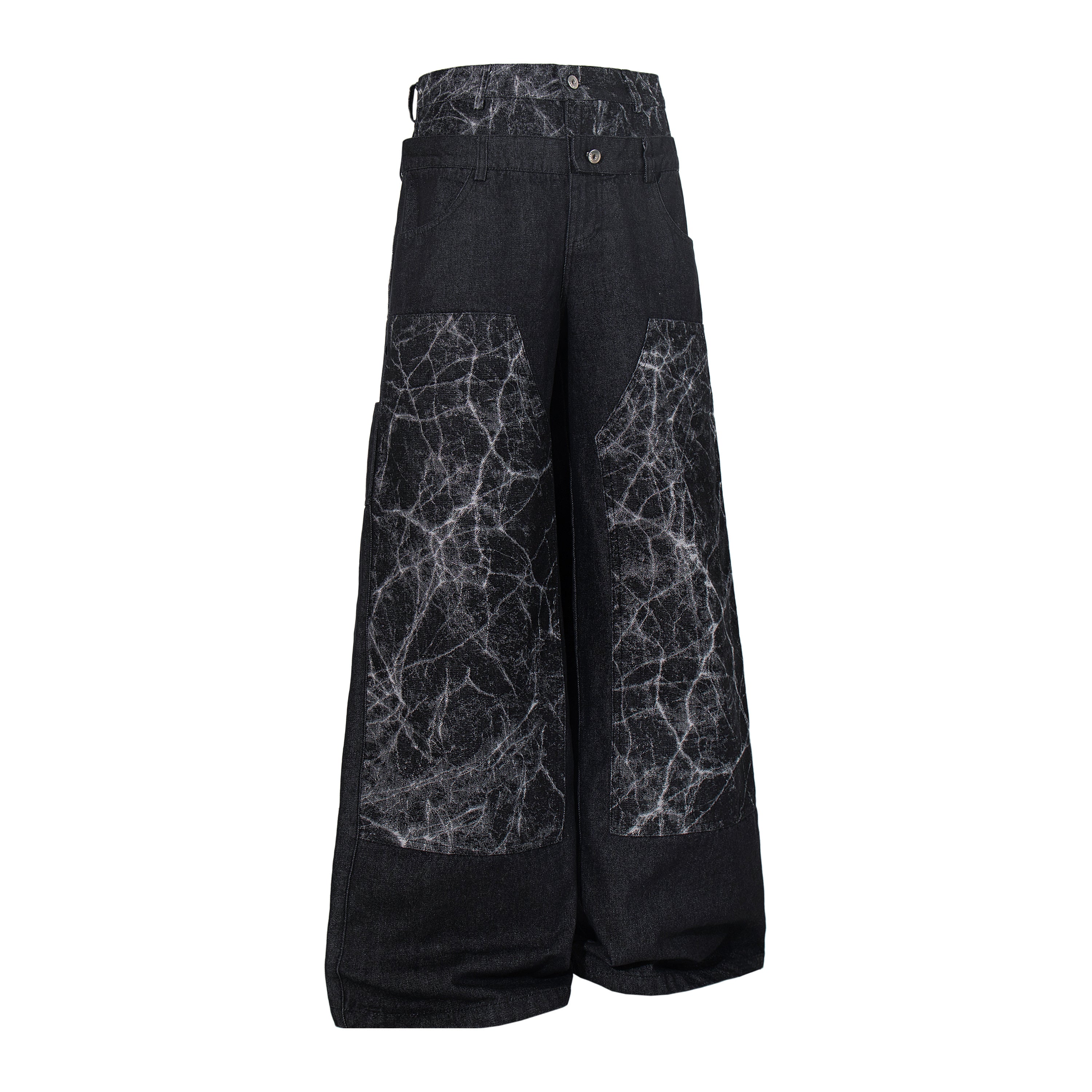 3-6-5.shop Cracked Panel Wide-Leg Pants