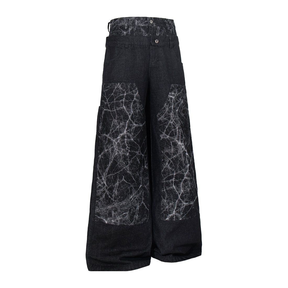 3-6-5.shop Cracked Panel Wide-Leg Pants