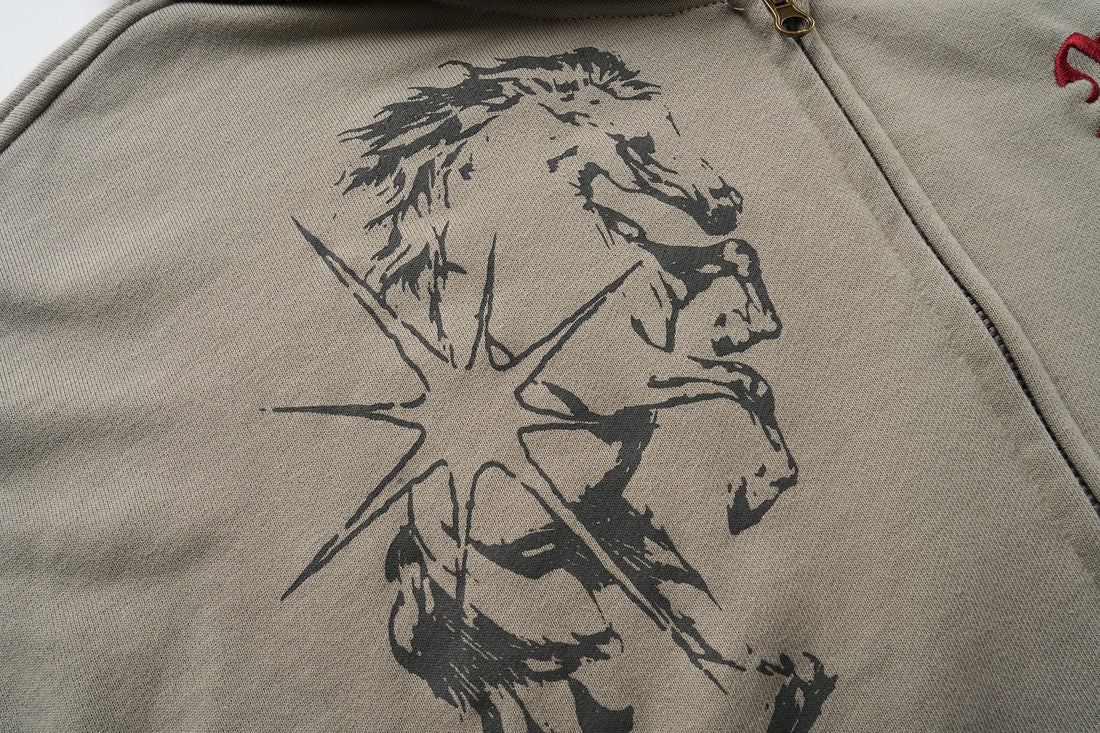 3-6-5.shop Graphic Zip-Up Hoodie