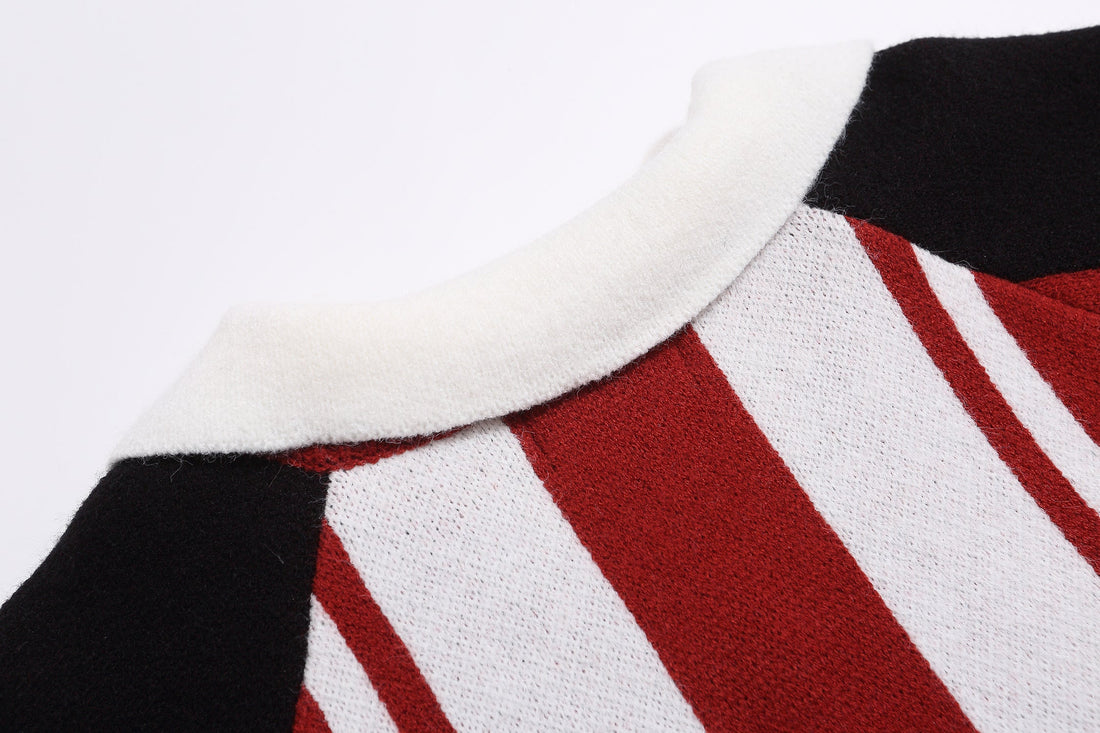 3-6-5.shop Retro Varsity Stripe Knit Sweater