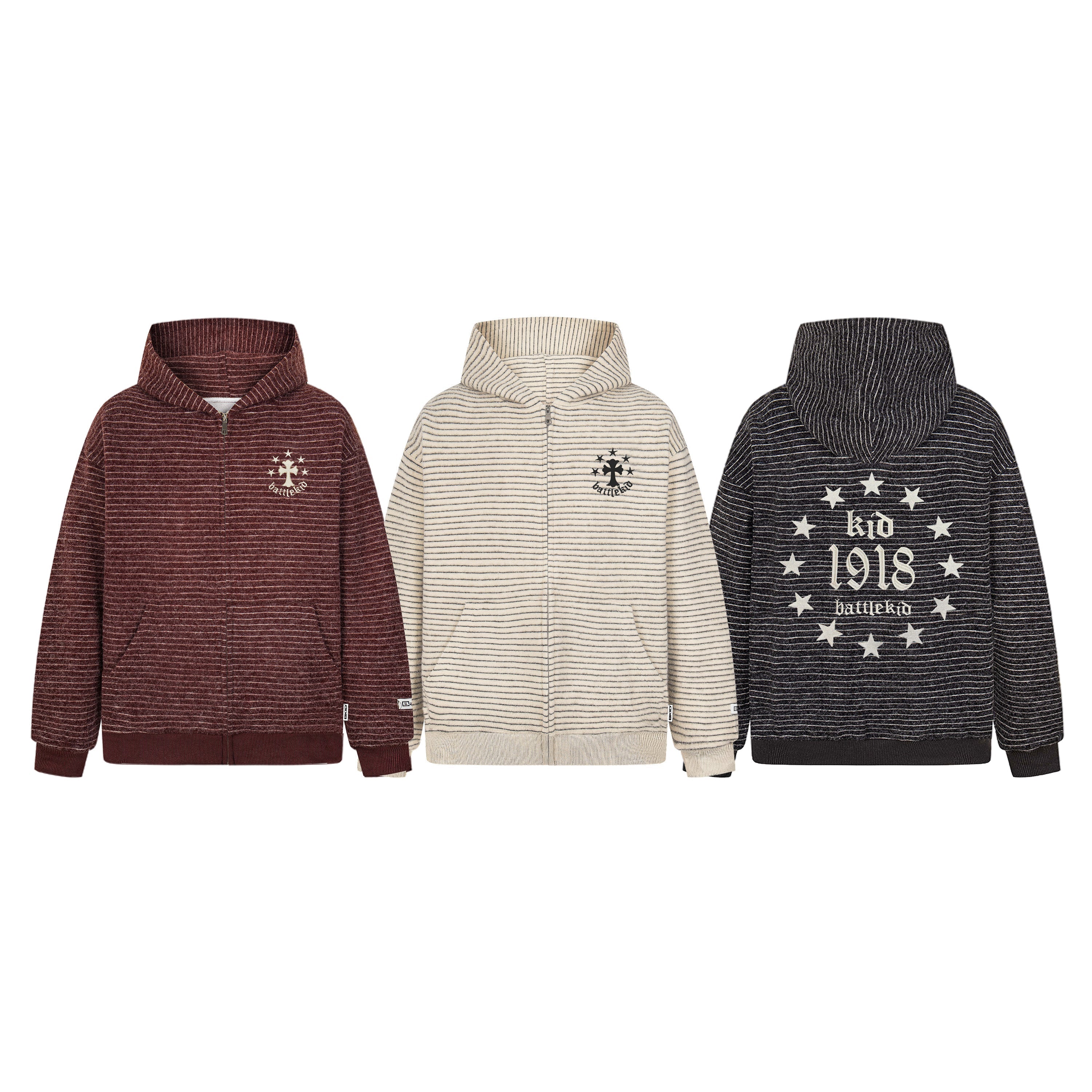 3-6-5.shop Striped Knit Zip Hoodie