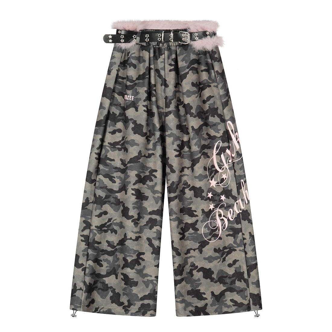 3-6-5.shop Camo Faux Fur Trim Pants