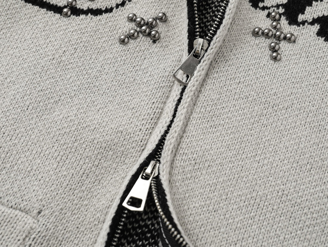 3-6-5.shop Eye Vision Knit Zip Cardigan