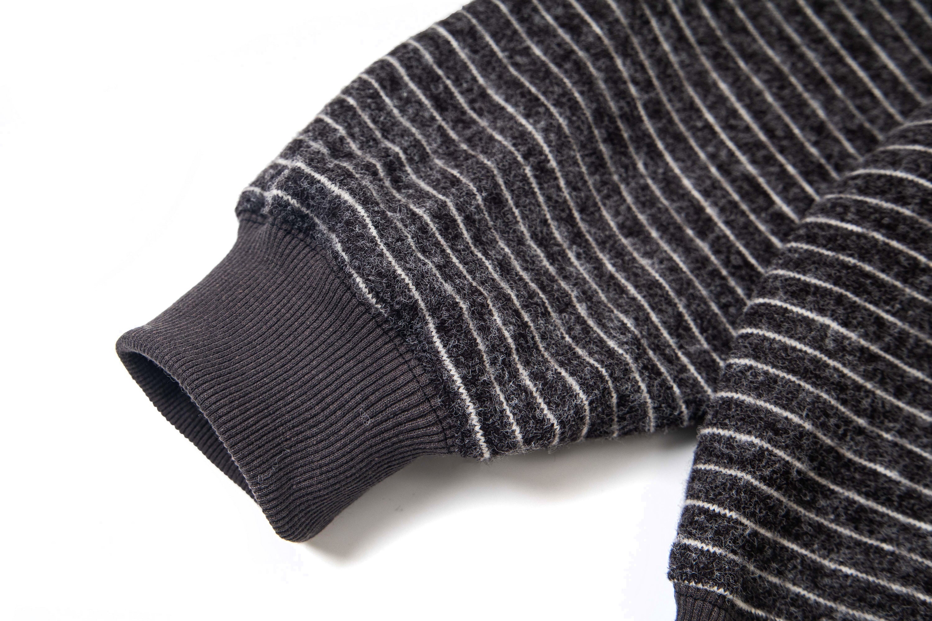 3-6-5.shop Striped Knit Zip Hoodie