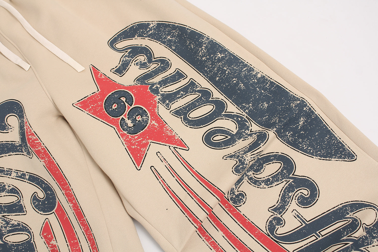 3-6-5.shop Fleece-Lined Star Letter Wide-Leg Sweatpants