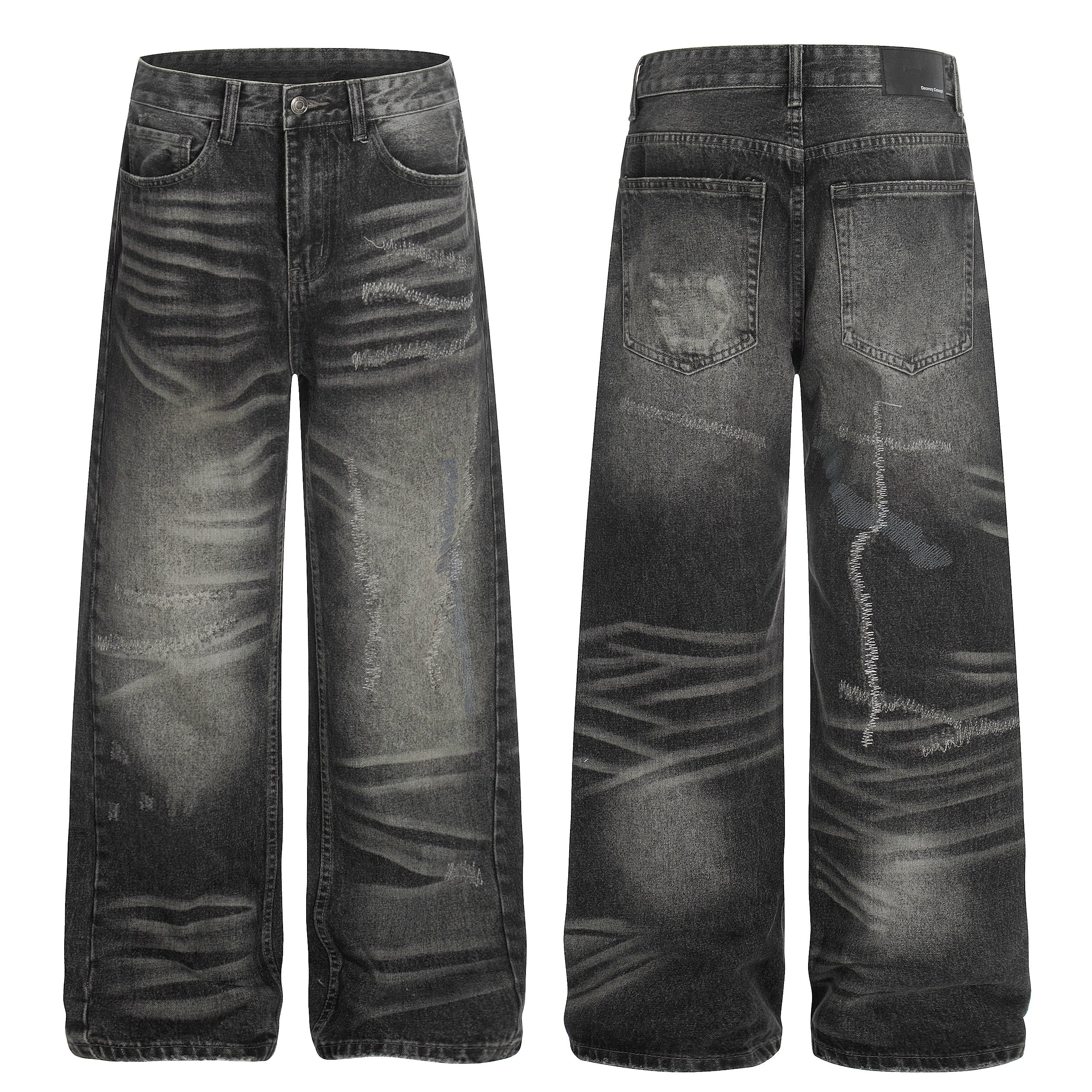 3-6-5.shop Washed Distressed Denim Pants