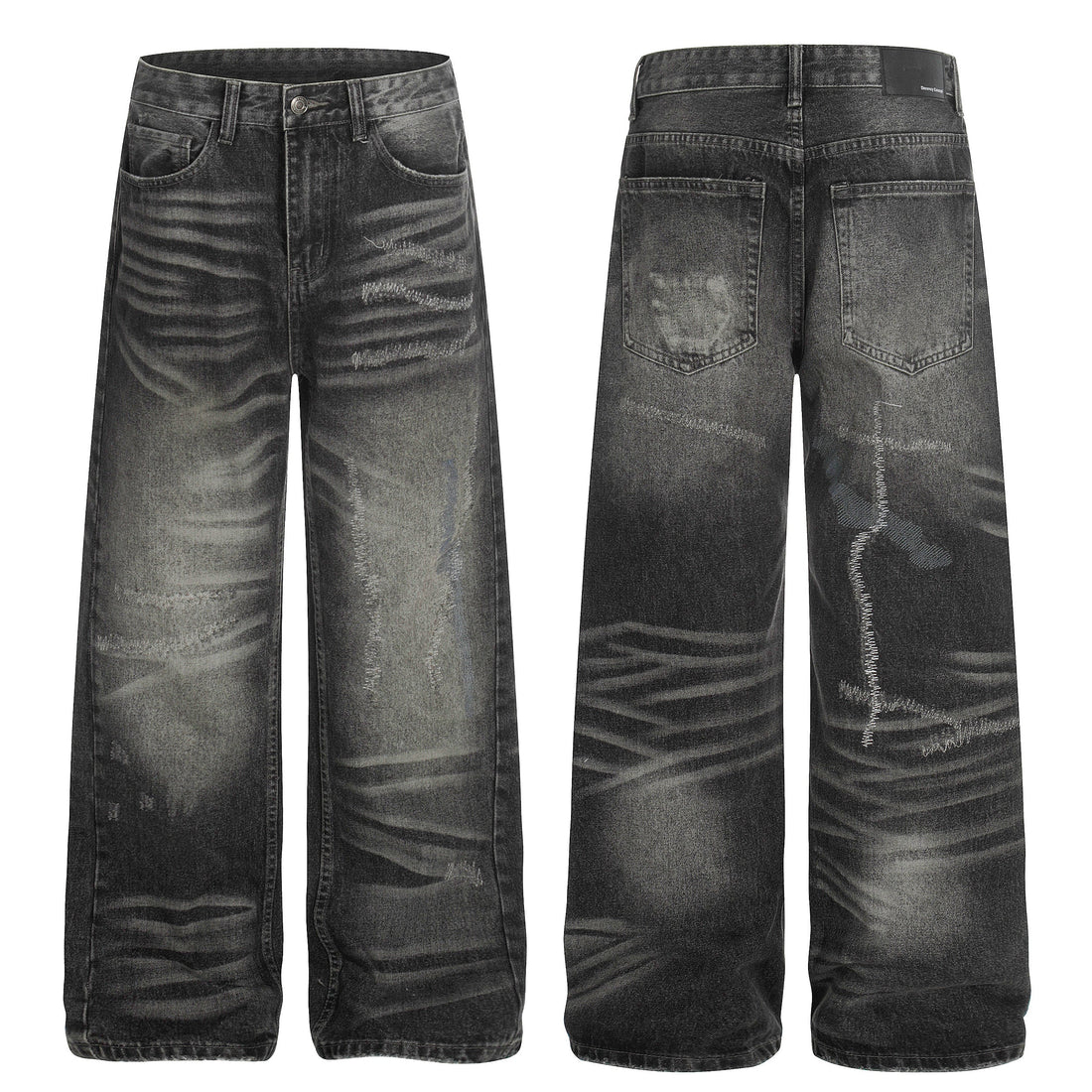 3-6-5.shop Washed Distressed Denim Pants