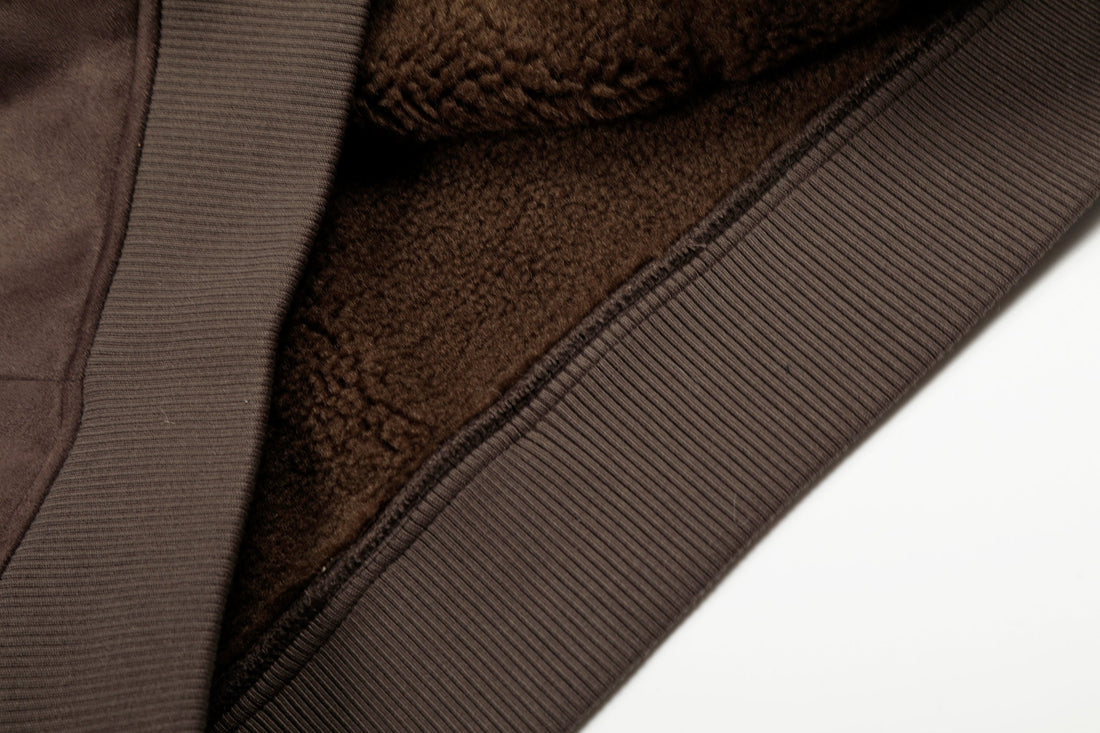 3-6-5.shop Fleece-Lined Brown Hooded Jacket