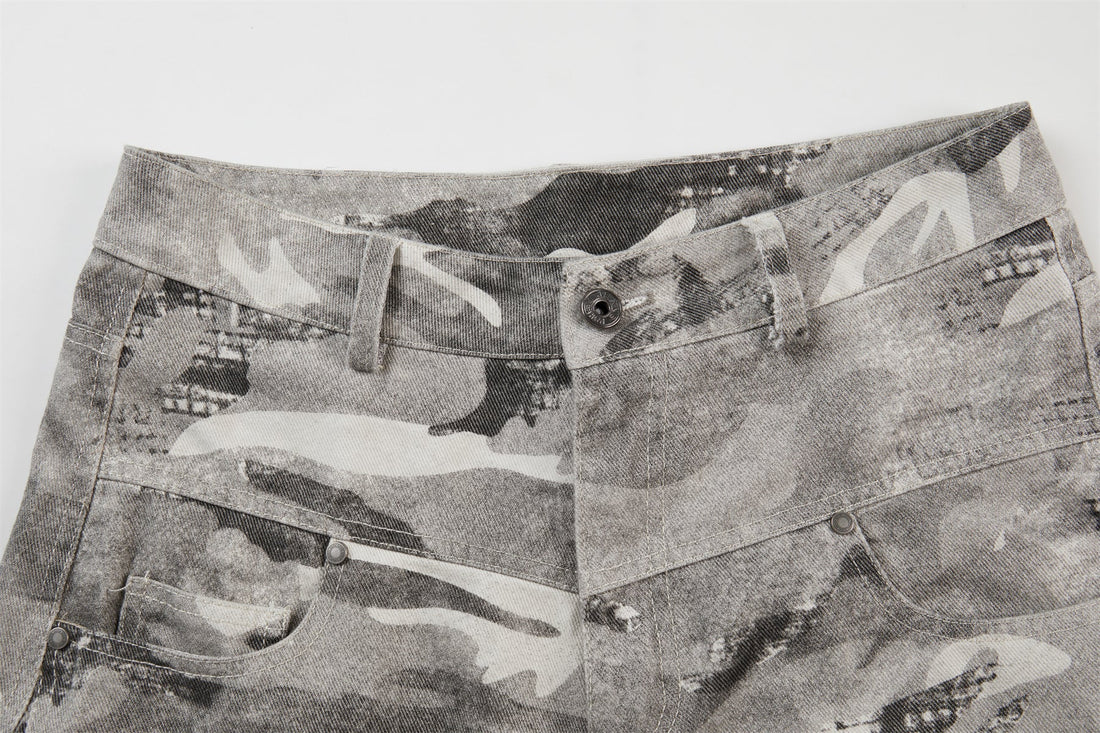 3-6-5.shop Camo Panelled Wide-Leg Pants