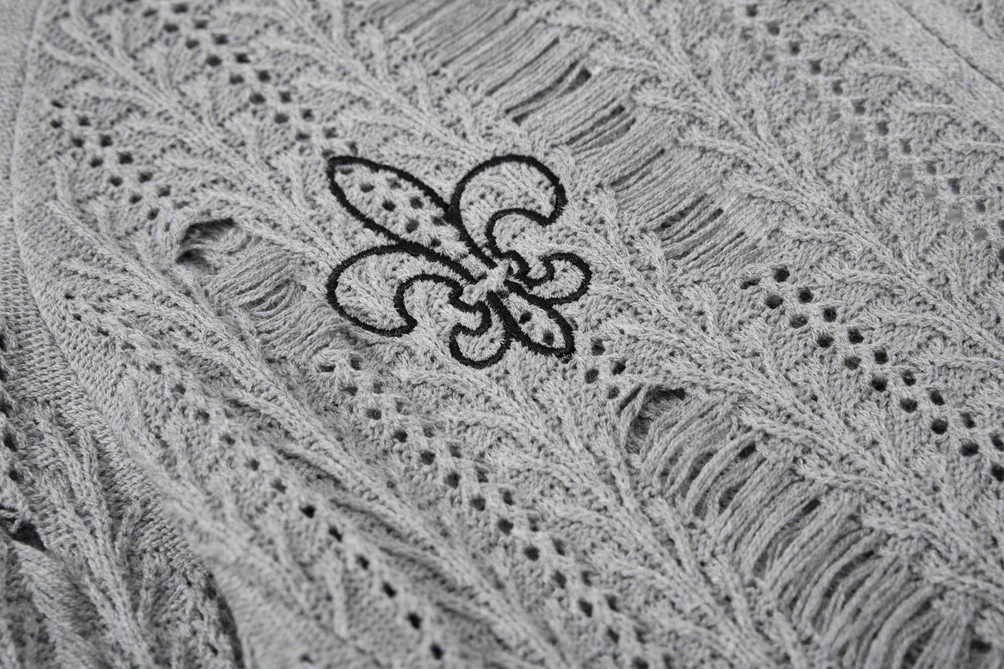 3-6-5.shop Distressed Knit Zip Cardigan