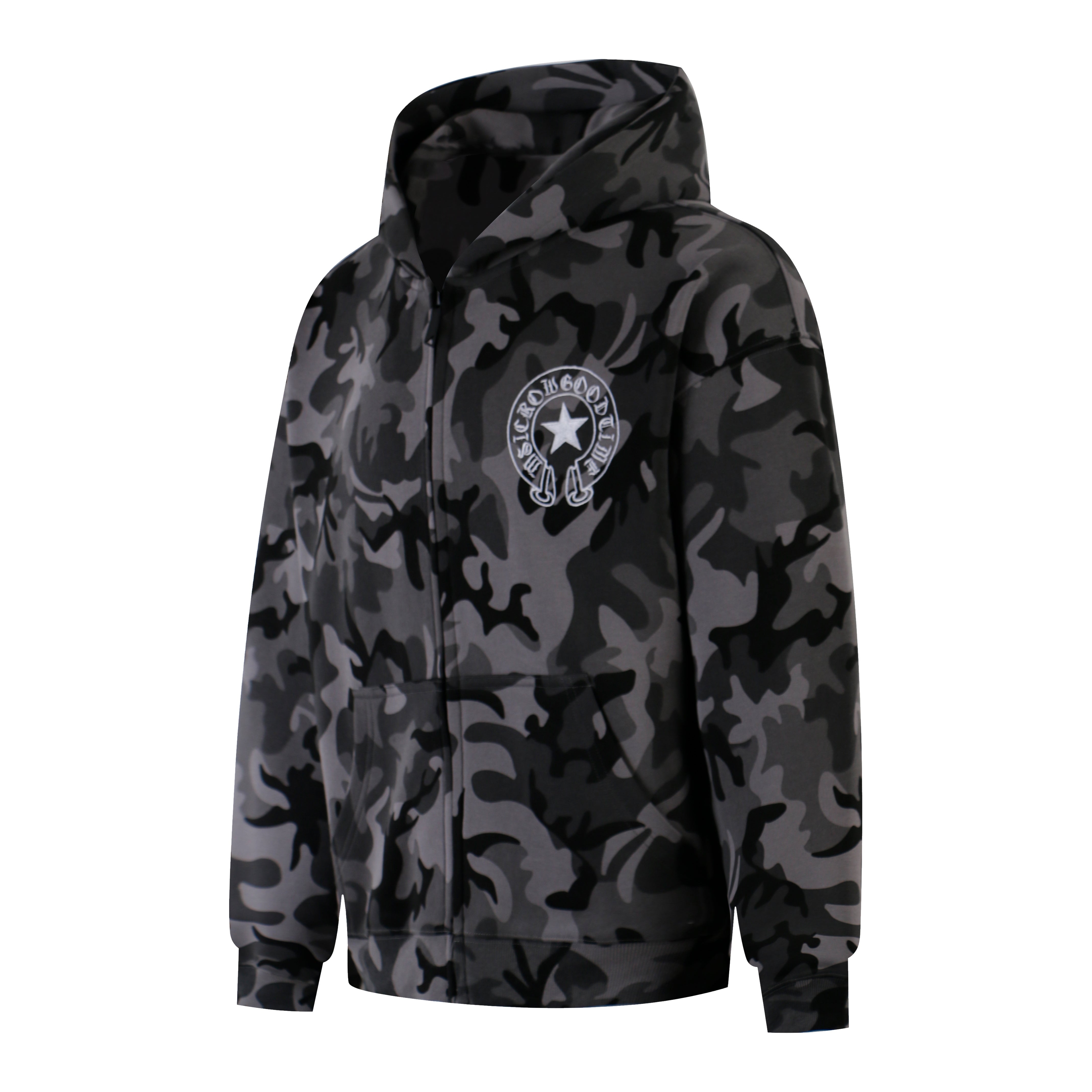 3-6-5.shop Camo Flag Zip-Up Hoodie