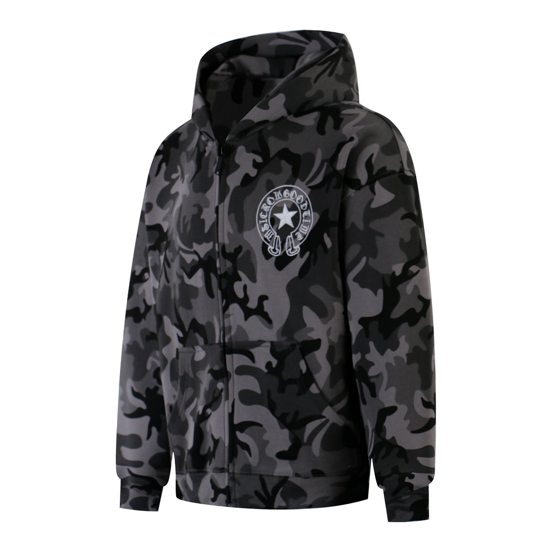 3-6-5.shop Camo Flag Zip-Up Hoodie