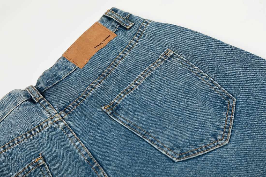 3-6-5.shop Asymmetric Waist Wide-Leg Denim Pants