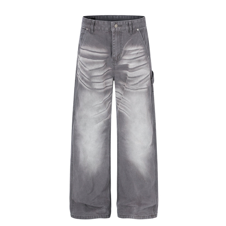 3-6-5.shop Washed Wrinkle Effect Denim Jeans
