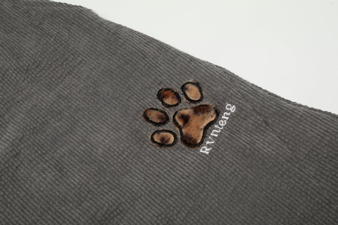 3-6-5.shop Corduroy Paw Embroidered Pants