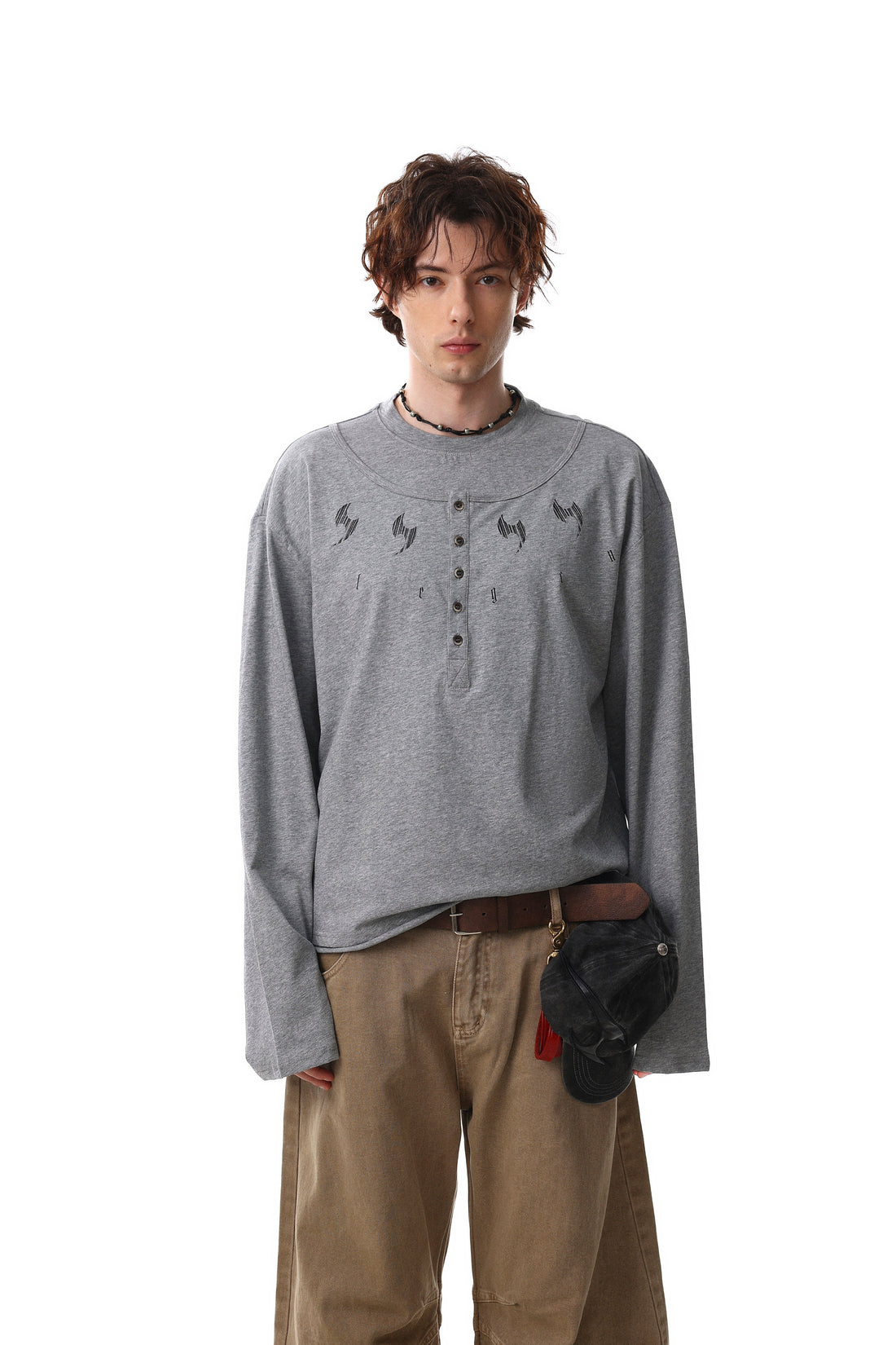 3-6-5.shop Graphic Henley Long Sleeve Tee