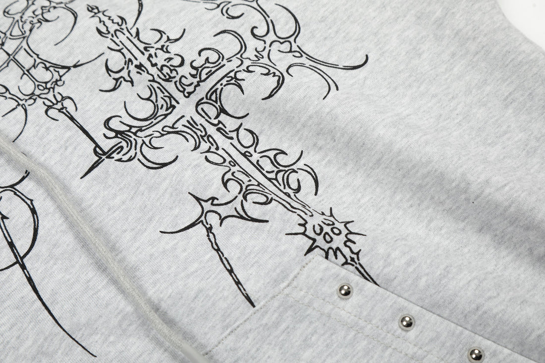 3-6-5.shop Gothic Cross Graphic Hoodie