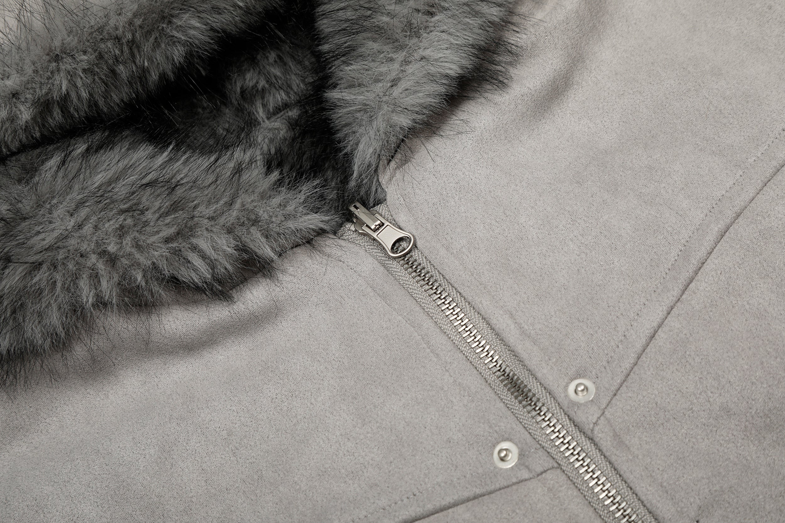 3-6-5.shop Reversible Faux Suede Fur Hooded Jacket