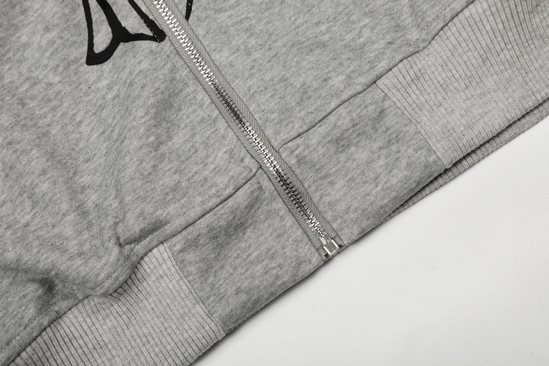 3-6-5.shop Rhinestone Cross Zip Hoodie