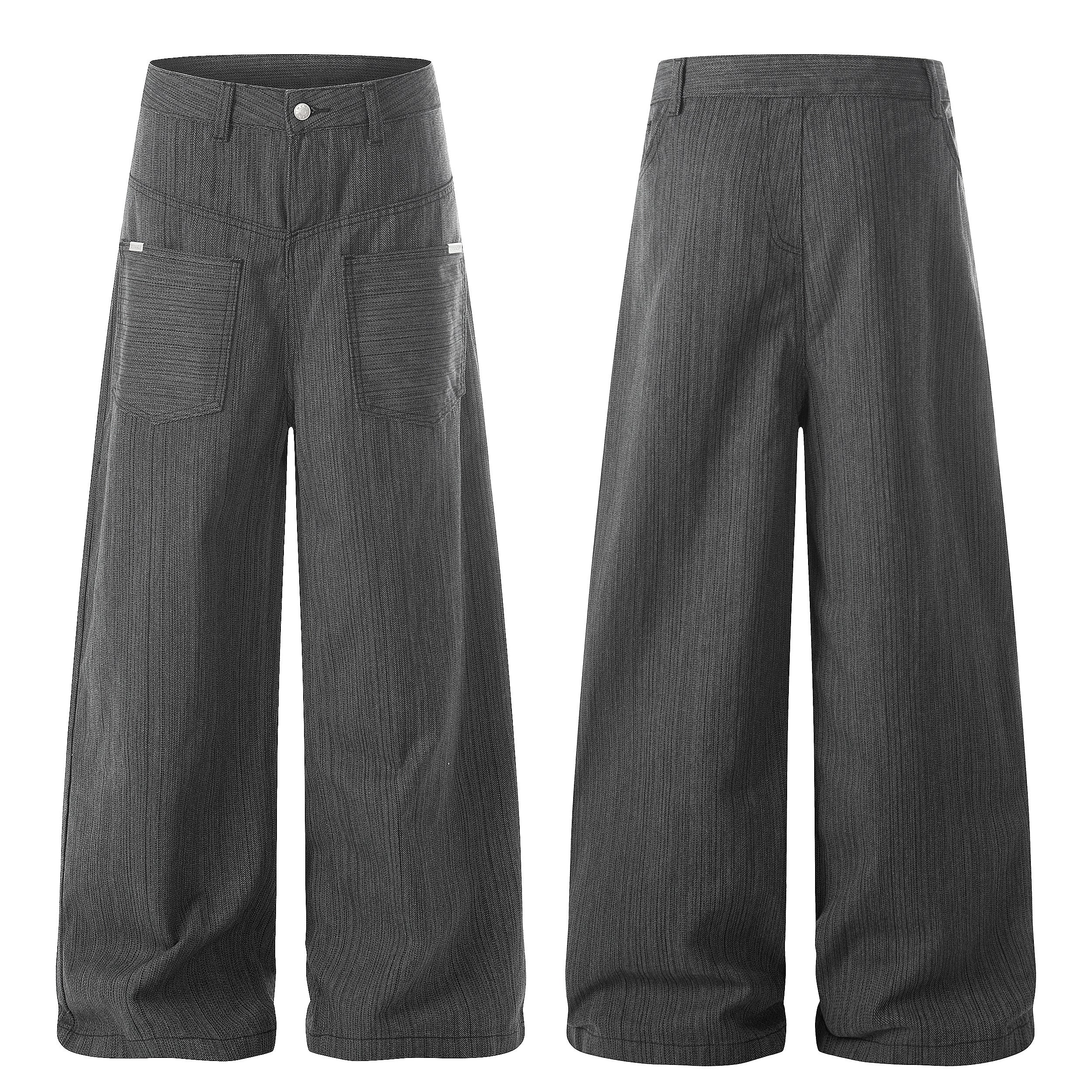 3-6-5.shop Textured Wide-Leg Utility Pants