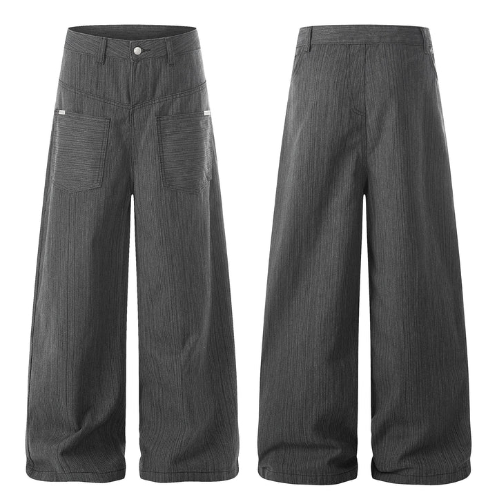 3-6-5.shop Textured Wide-Leg Utility Pants