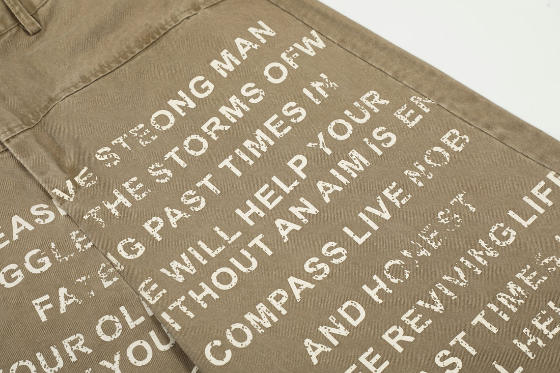 3-6-5.shop Text-Print Vintage Wide-Leg Pants