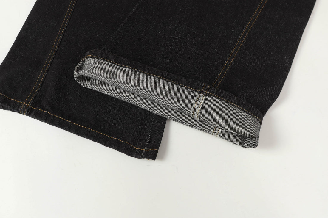 3-6-5.shop Asymmetric Button Wide-Leg Denim Pants