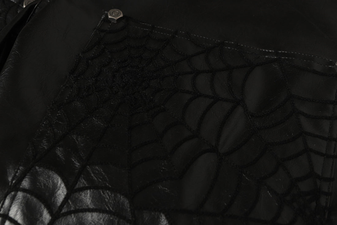 3-6-5.shop Web Embossed PU Wide-Leg Pants