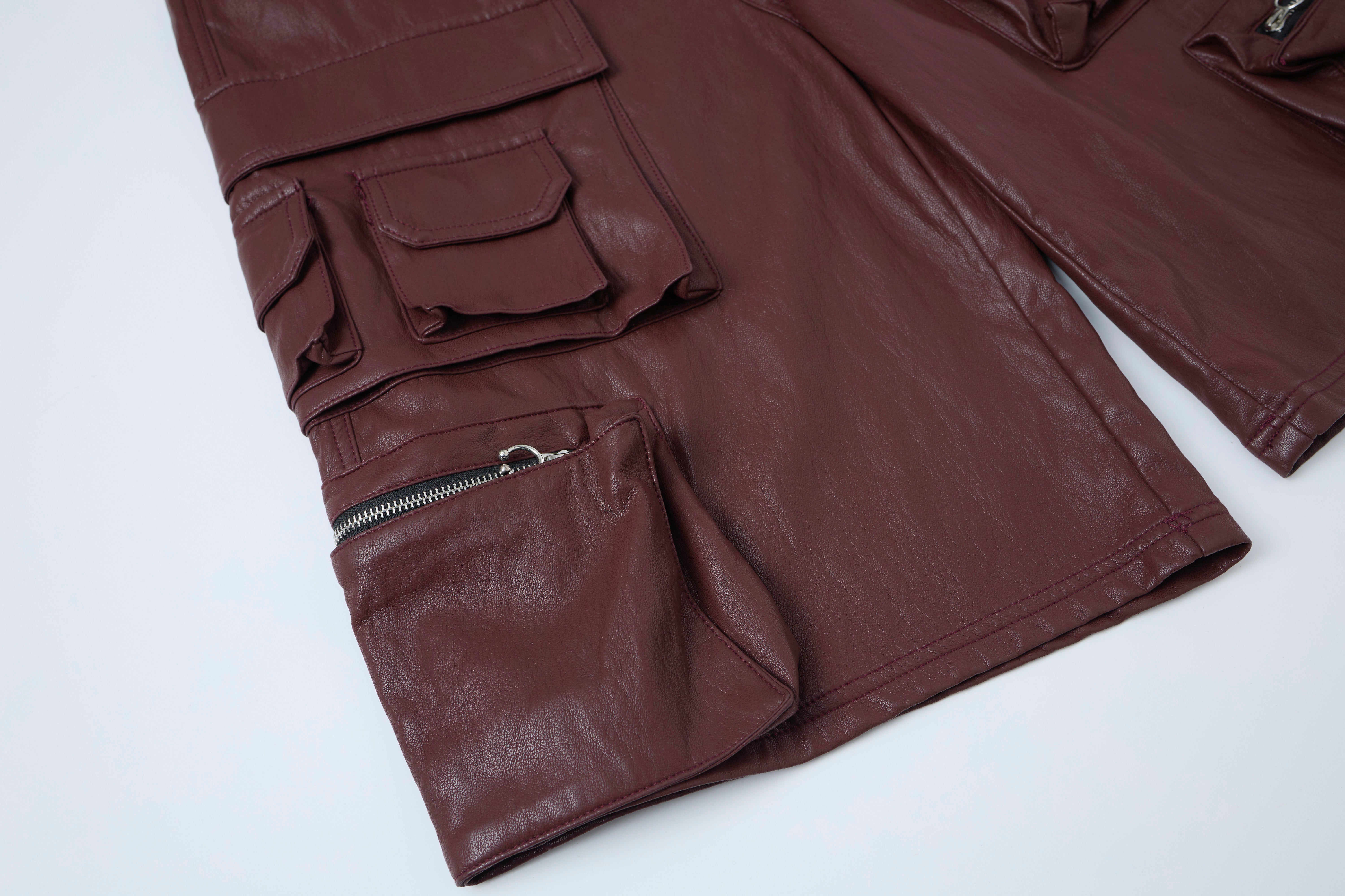 3-6-5.shop Leather Utility Cargo Shorts