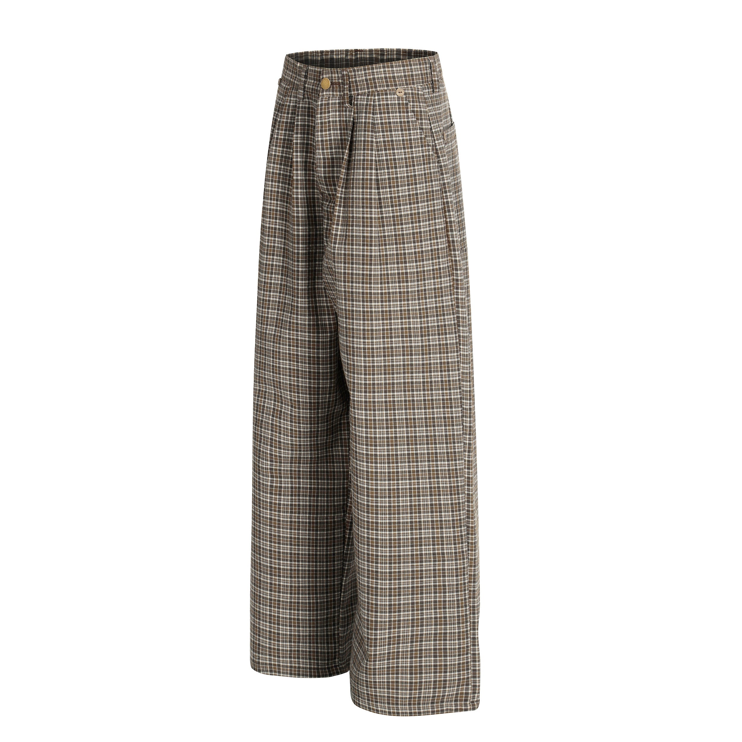 3-6-5.shop Vintage Check Wide-Leg Pants