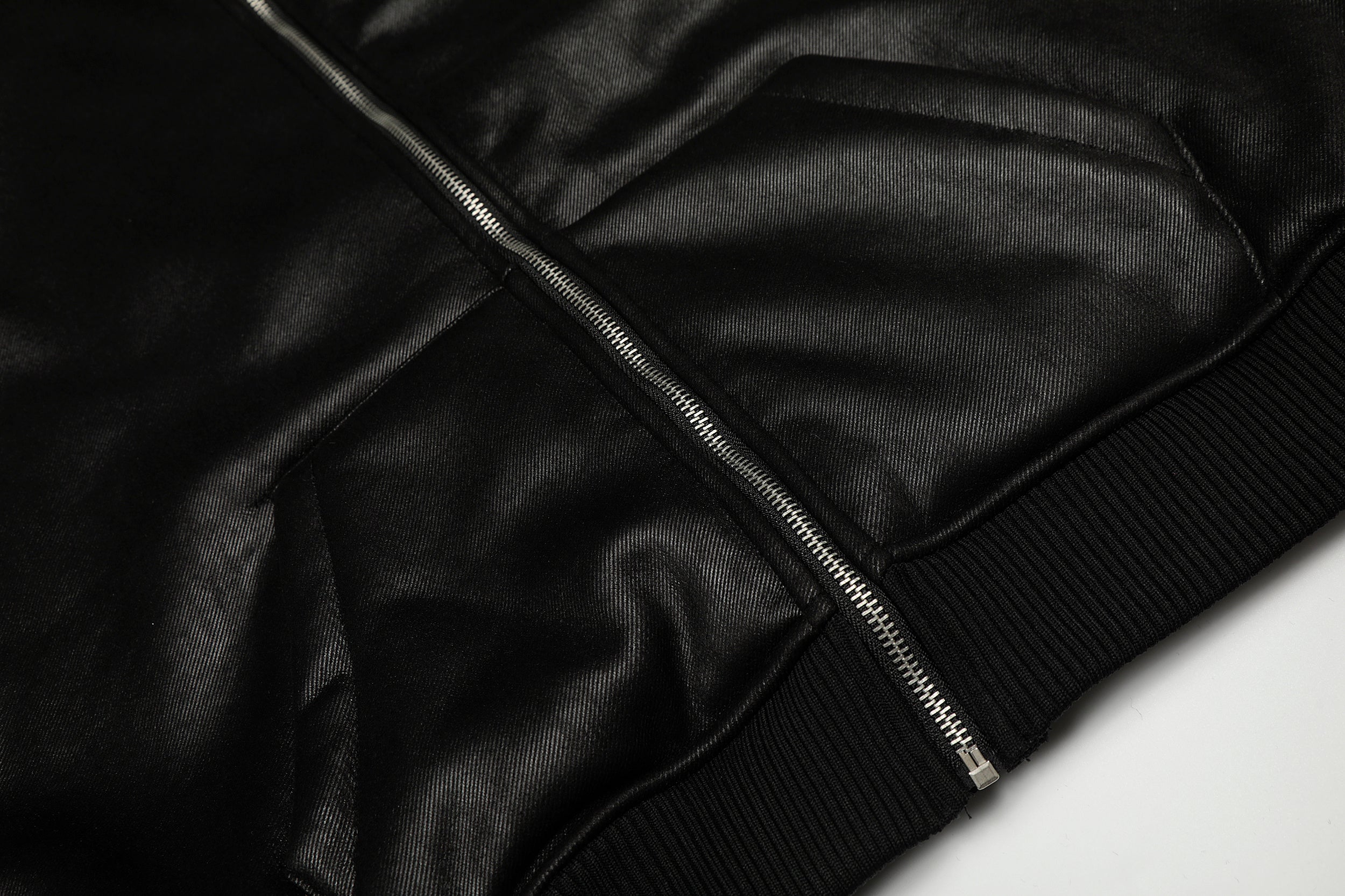 3-6-5.shop Badge PU Leather Hooded Jacket