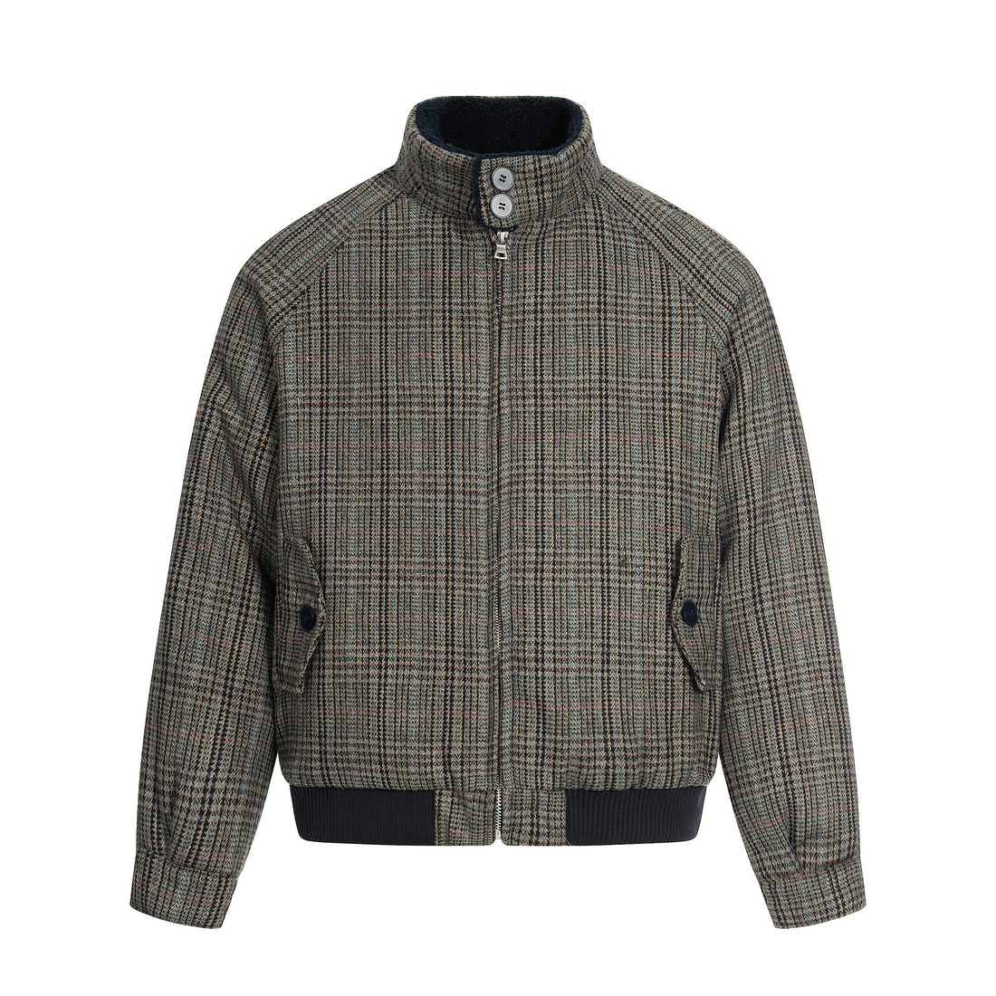 3-6-5.shop Vintage Check Wool Blend Bomber Jacket