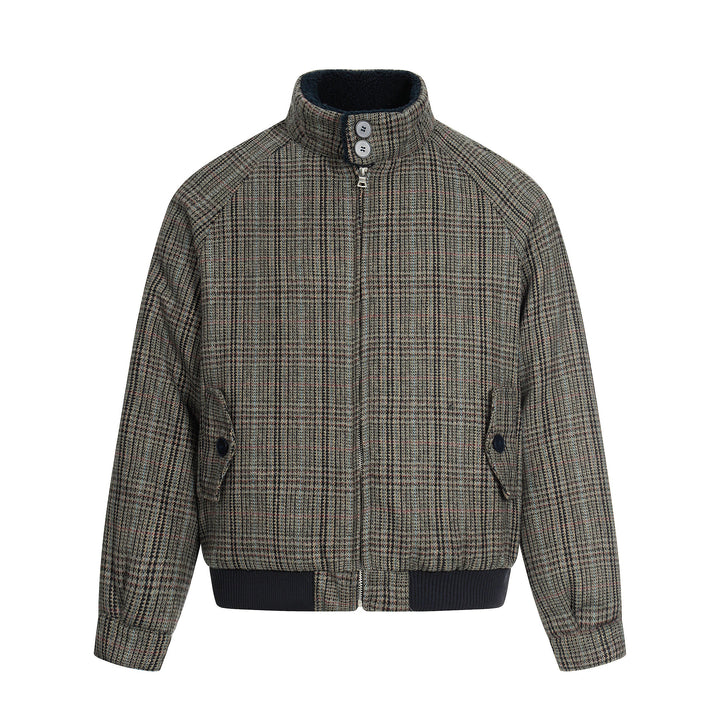 3-6-5.shop Vintage Check Wool Blend Bomber Jacket