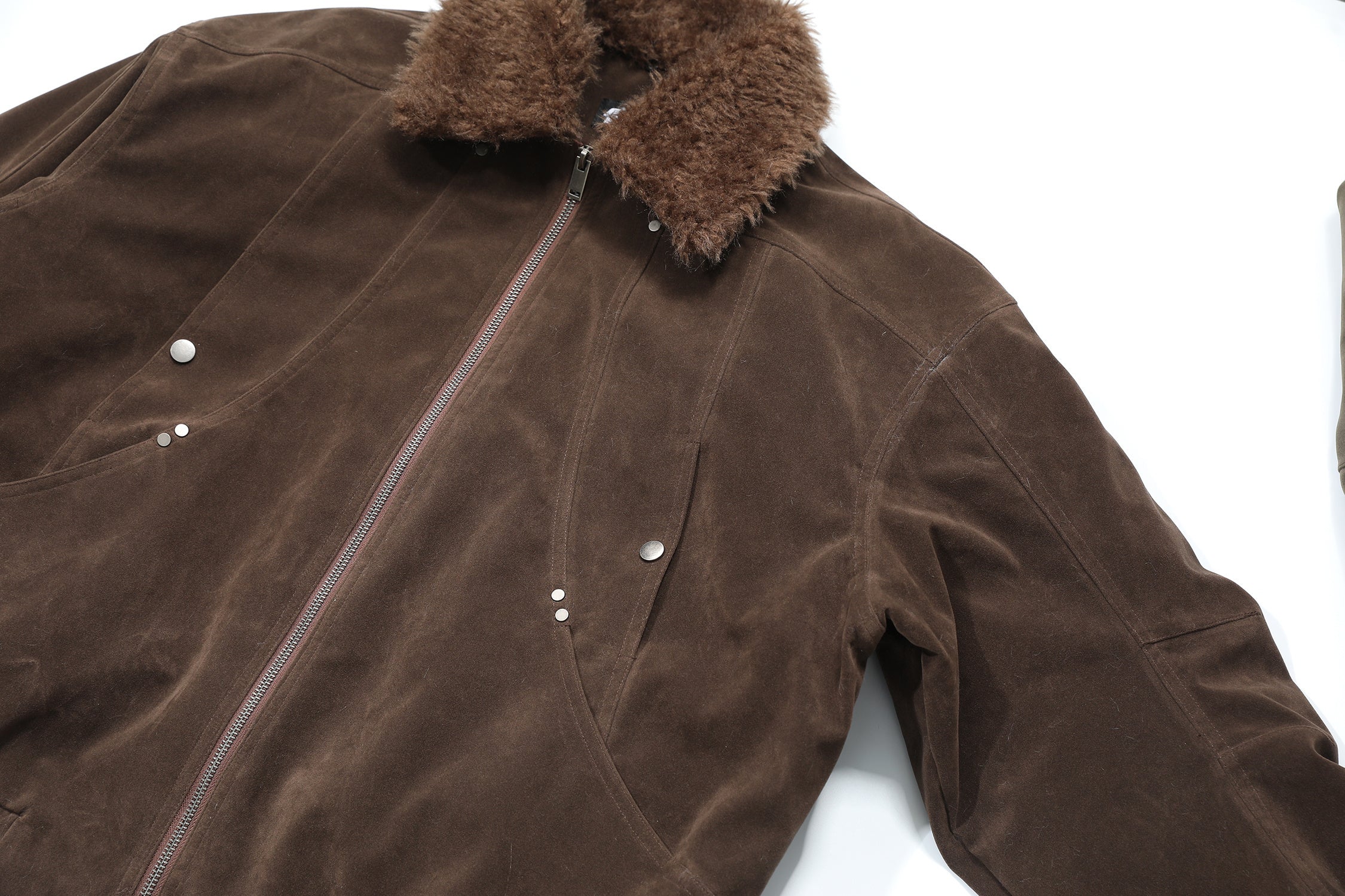 3-6-5.shop Faux-Fur Collar Vintage Bomber Jacket