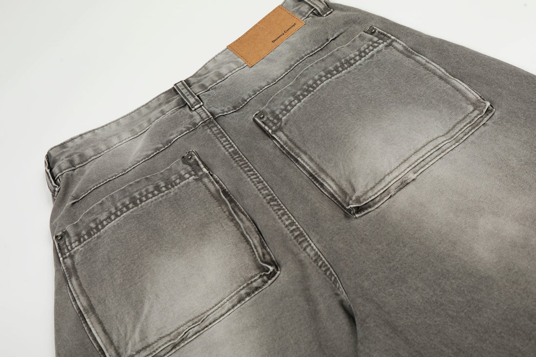 3-6-5.shop Vintage Grey Washed Denim Pants