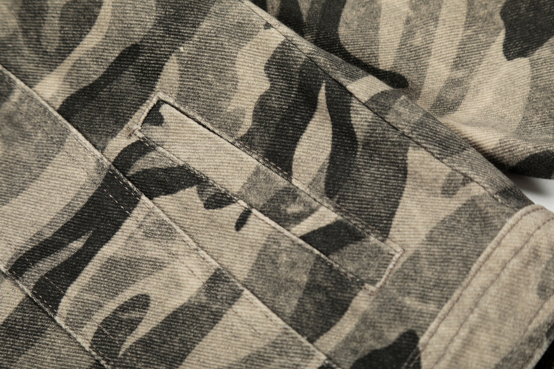 3-6-5.shop Camo Badge Denim Jacket