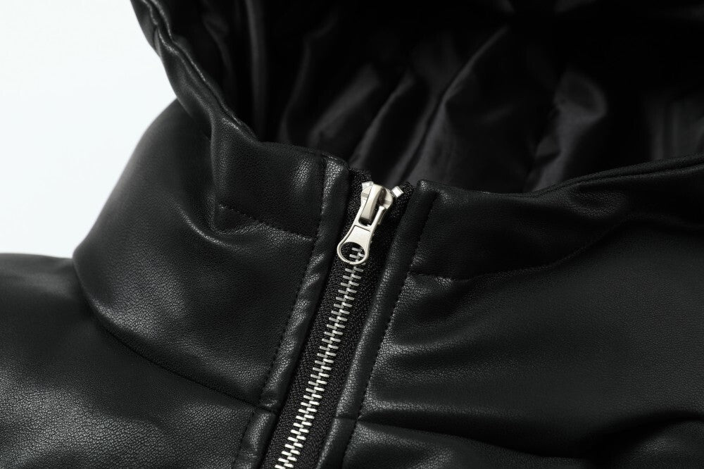 Omirad PU Gloss Bat-Ear Puffer Jacket