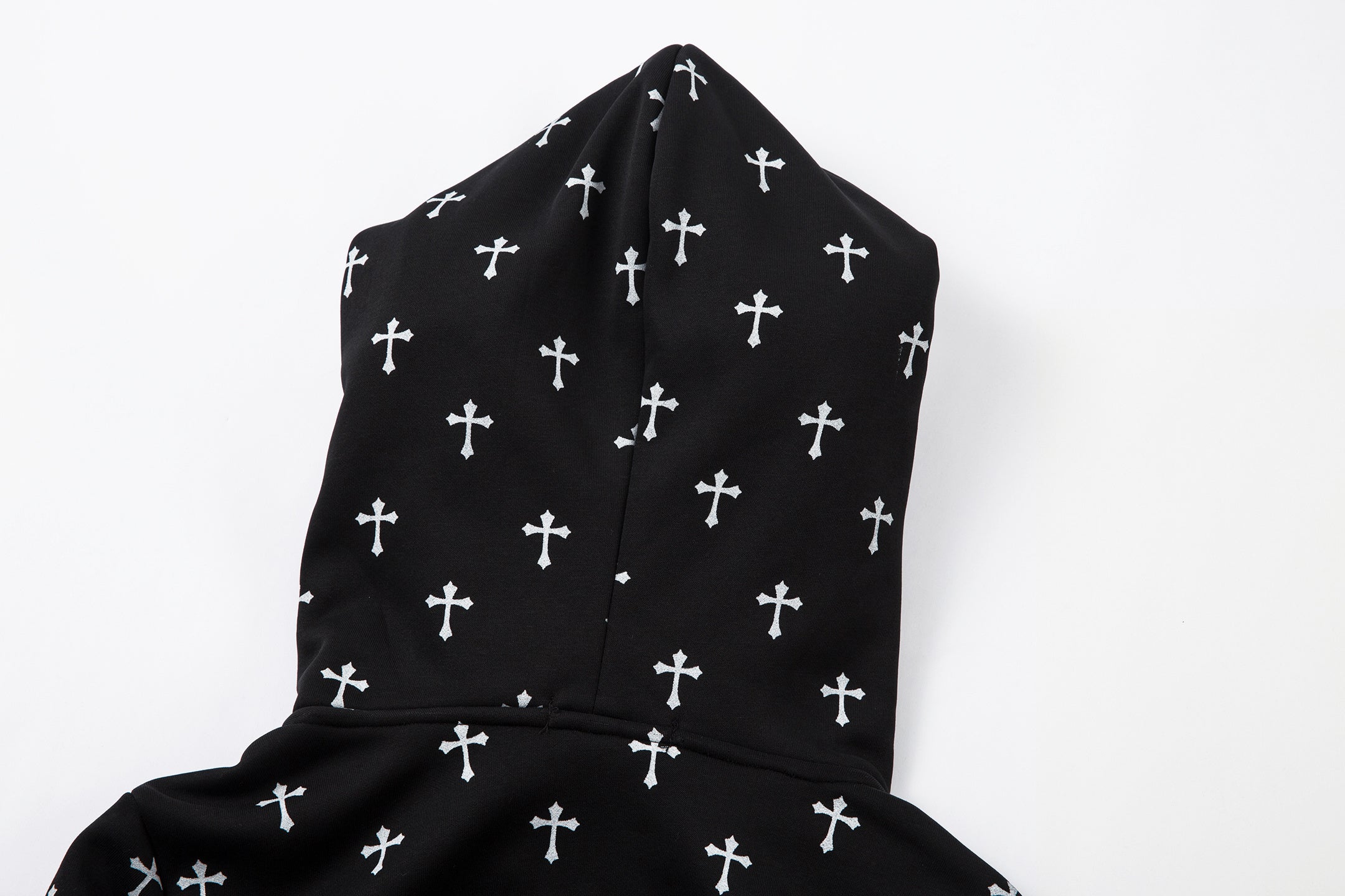 3-6-5.shop Cross Print Faux Fur Hooded Jacket