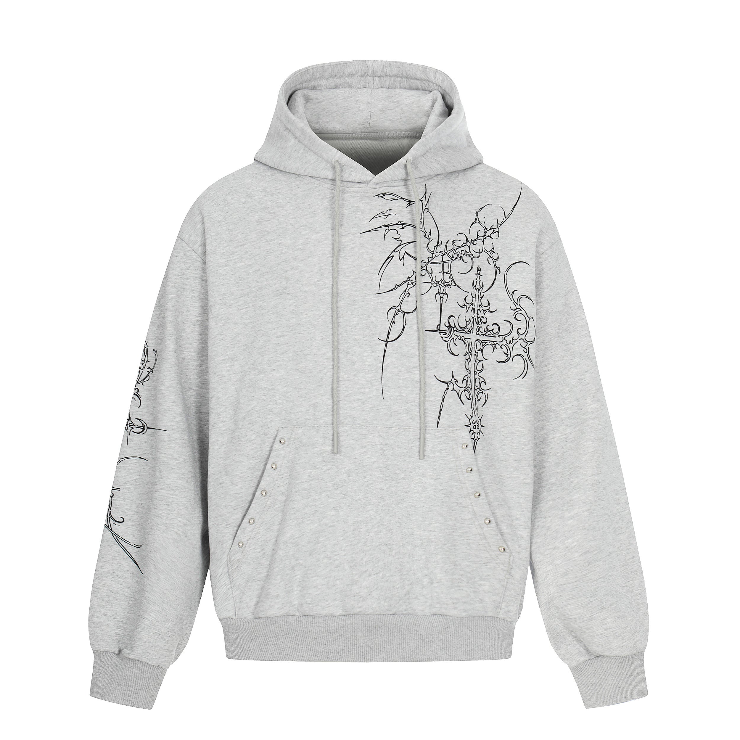 3-6-5.shop Gothic Cross Graphic Hoodie