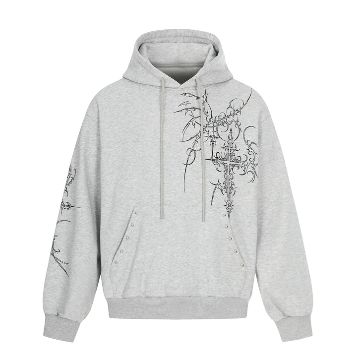 3-6-5.shop Gothic Cross Graphic Hoodie