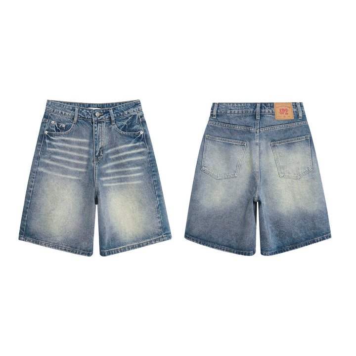 3-6-5.shop Faded Wide-Leg Denim Shorts