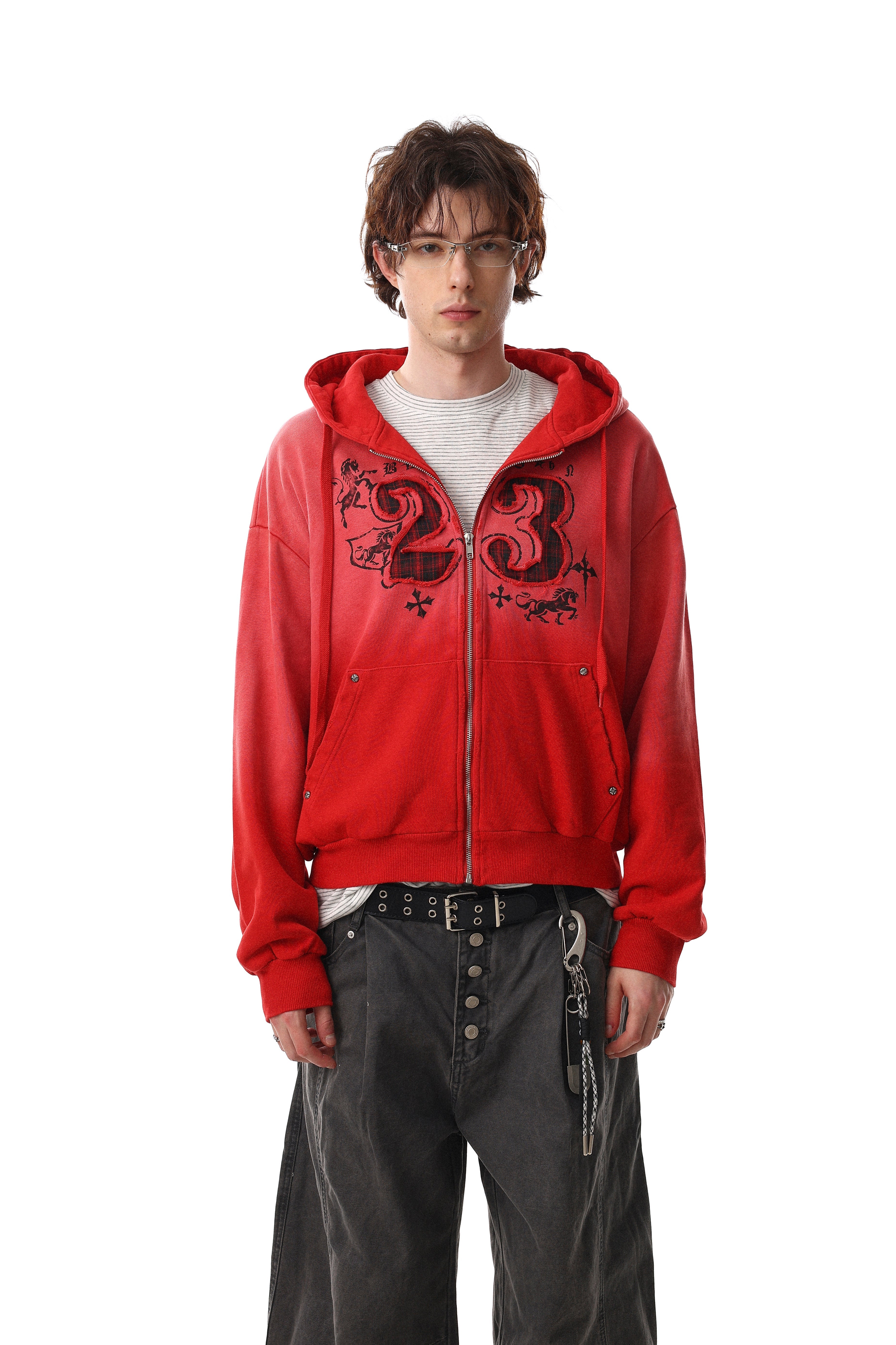 3-6-5.shop Gradient Graphic Zip-Up Hoodie