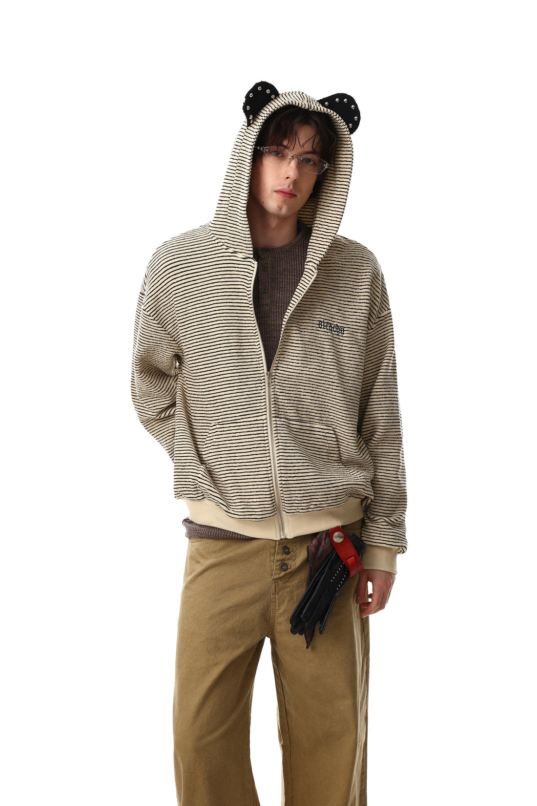3-6-5.shop Striped Zip Hoodie
