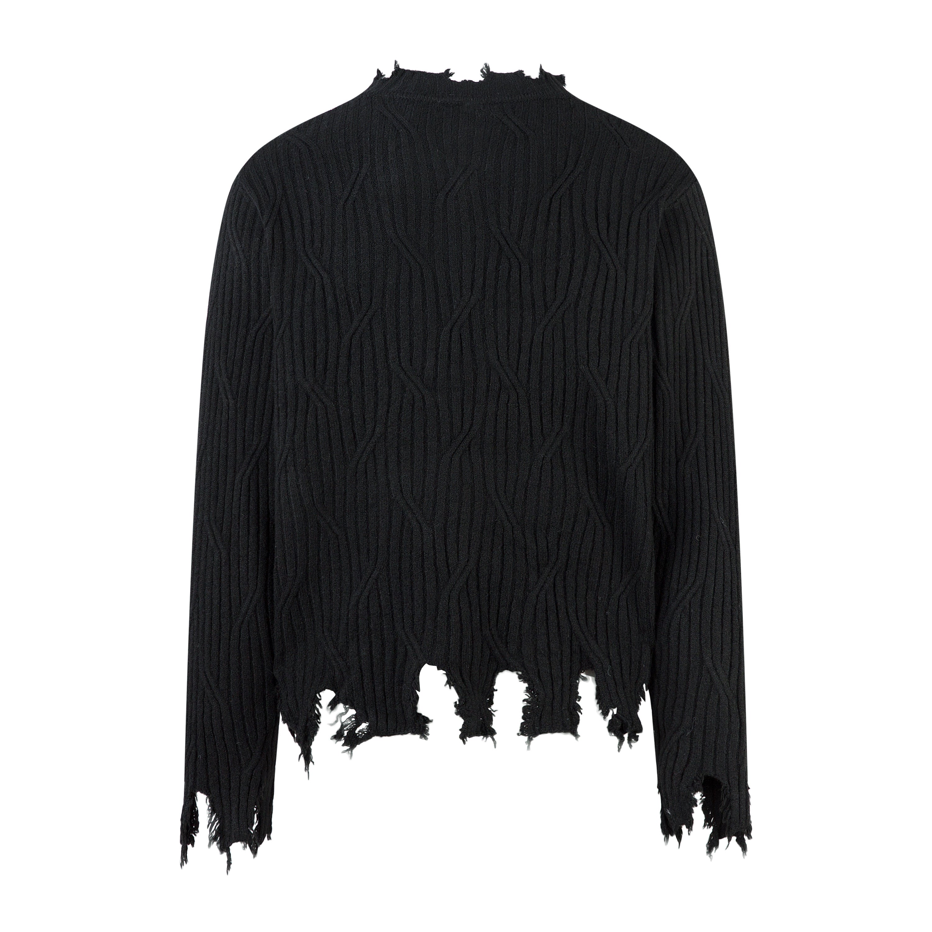 3-6-5.shop Distressed Ribbed Henley Knit