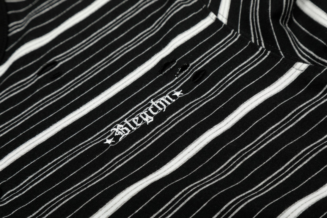 3-6-5.shop Striped Henley Long Sleeve Tee